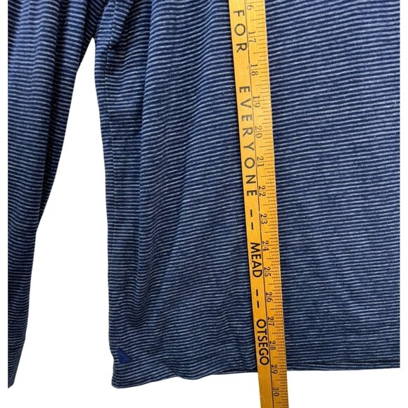 Untuckit Mens Striped Henley Polo Shirt XXL Two Tone BluebLong Sleeve Made In Pe - Picture 4 of 11